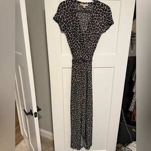 Michael Kors Black and White Animal Print Maxi Dress